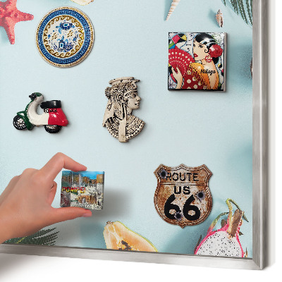 Magneetbord voor souvenir magneten met zilveren lijst Tropische vakantie