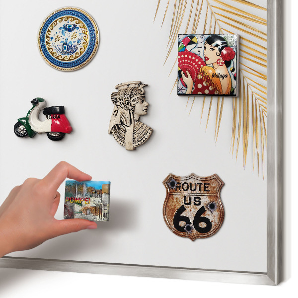 Magneetbord voor souvenir magneten met zilveren lijst Elegante bladeren