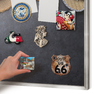 Magneetbord voor souvenir magneten met zilveren lijst Vakantiesfeer