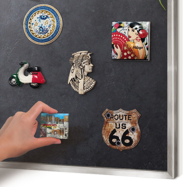 Magneetbord voor souvenir magneten met zilveren lijst Vakantiesfeer