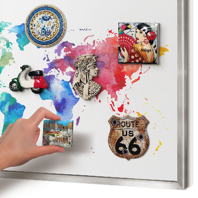 Magneetbord voor souvenir magneten met zilveren lijst Kleurenkaart