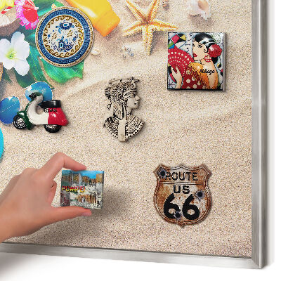 Decoratief metalen magneetbord in een zilveren lijst Zomerse ontspanning
