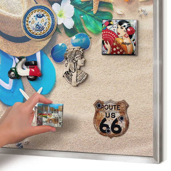 Decoratief metalen magneetbord in een zilveren lijst Zomerse ontspanning