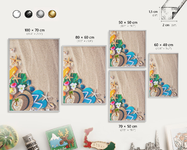 Decoratief metalen magneetbord in een zilveren lijst Zomerse ontspanning