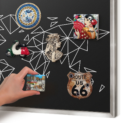 Decoratief metalen magneetbord in een zilveren lijst Wereldkaart