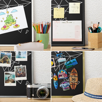 Decoratief metalen magneetbord in een zilveren lijst Wereldkaart