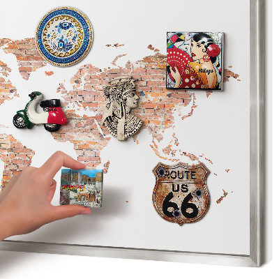 Magneetbord voor souvenir magneten met zilveren lijst Bakstenen plattegrond