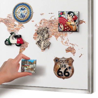 Magneetbord voor souvenir magneten met zilveren lijst Bakstenen plattegrond