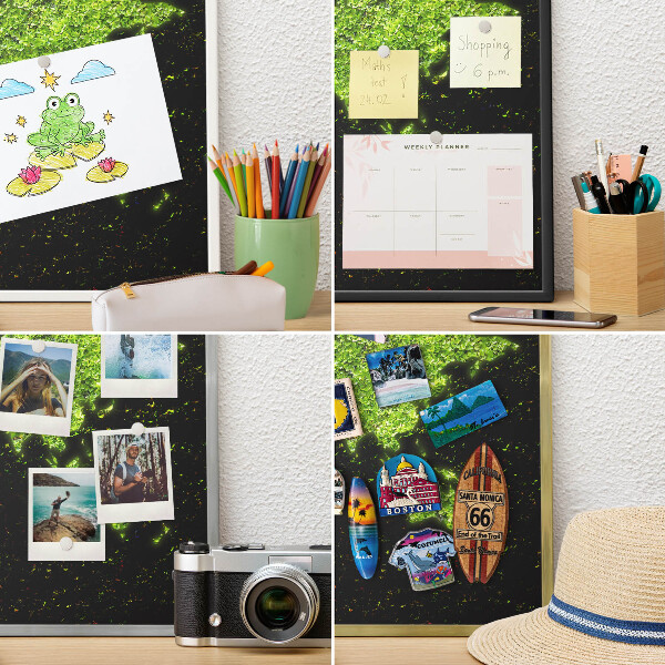 Decoratief metalen magneetbord in een zilveren lijst Groene kaart