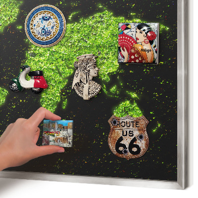 Decoratief metalen magneetbord in een zilveren lijst Groene kaart