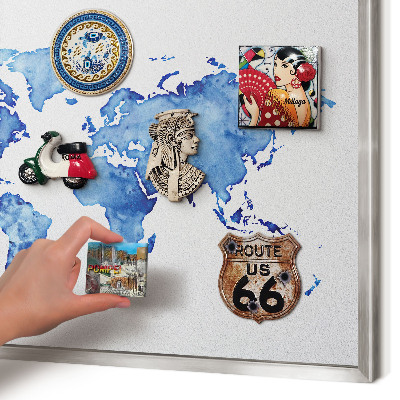 Decoratief metalen magneetbord in een zilveren lijst Aquarelkaart