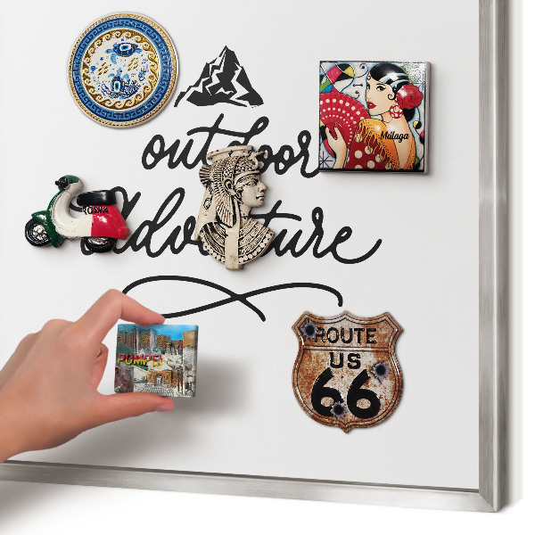 Decoratief metalen magneetbord in een zilveren lijst Bergavontuur