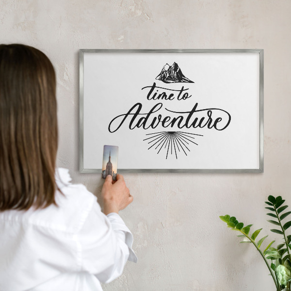 Decoratief metalen magneetbord in een zilveren lijst De ontdekkingsreis