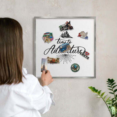 Decoratief metalen magneetbord in een zilveren lijst De ontdekkingsreis