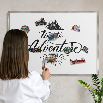 Decoratief metalen magneetbord in een zilveren lijst De ontdekkingsreis