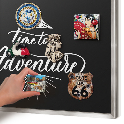 Magneetbord voor souvenir magneten met zilveren lijst Avontuurlijke tijd