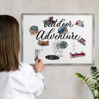 Decoratief metalen magneetbord in een zilveren lijst Buitenavontuur