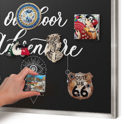 Magneetbord voor souvenir magneten met zilveren lijst Buitenavontuur