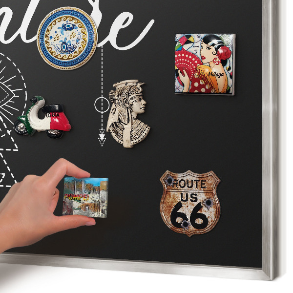 Magneetbord voor souvenir magneten met zilveren lijst Buitenavontuur