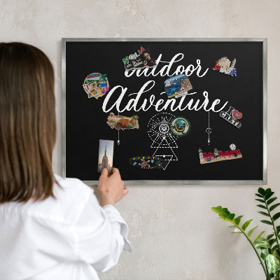 Magneetbord voor souvenir magneten met zilveren lijst Buitenavontuur