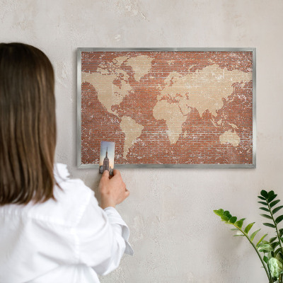 Magneetbord voor souvenir magneten met zilveren lijst Bakstenen plattegrond