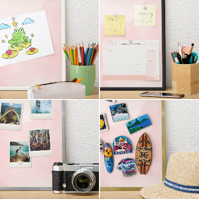 Magneetbord voor souvenir magneten met zilveren lijst Delicaat roze