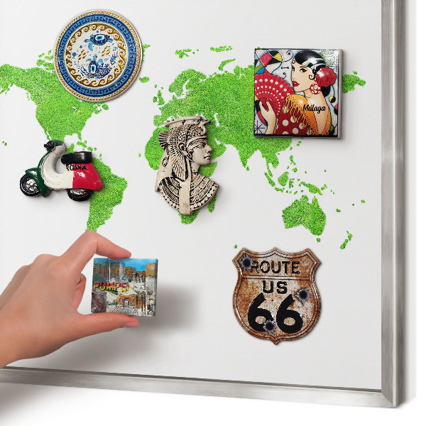 Decoratief metalen magneetbord in een zilveren lijst Groene kaart