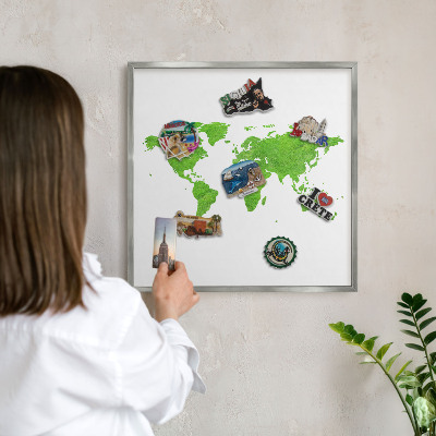 Decoratief metalen magneetbord in een zilveren lijst Groene kaart
