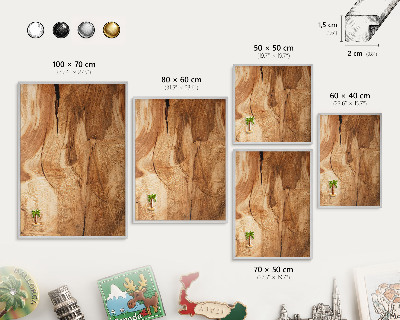 Decoratief metalen magneetbord in een zilveren lijst Natuurlijk hout