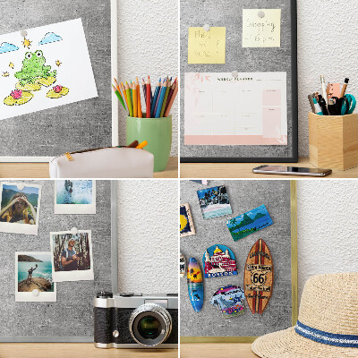 Magneetbord voor souvenir magneten met zilveren lijst Betonpatroon