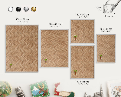 Decoratief metalen magneetbord in een zilveren lijst Visgraatpatroon