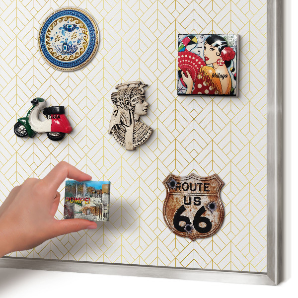 Magneetbord voor souvenir magneten met zilveren lijst Bladgeometrie