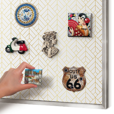 Magneetbord voor souvenir magneten met zilveren lijst Bladgeometrie