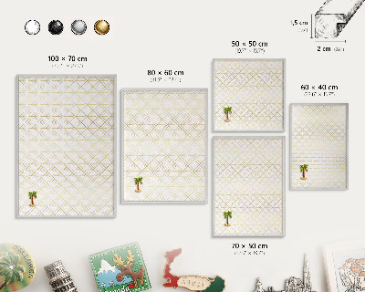 Magneetbord voor souvenir magneten met zilveren lijst Bladgeometrie