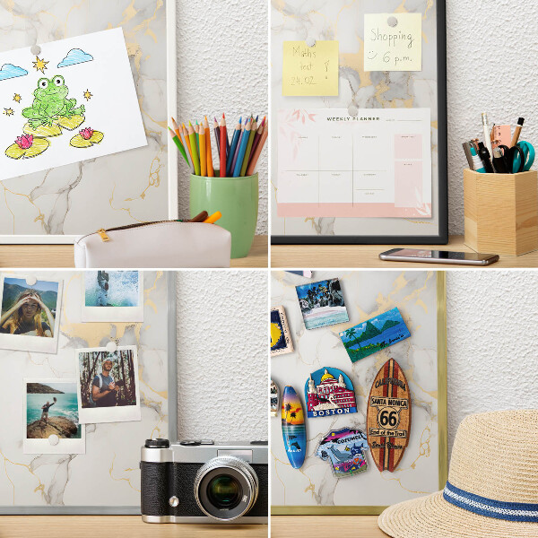 Magneetbord voor souvenir magneten met zilveren lijst Verfijnde elegantie