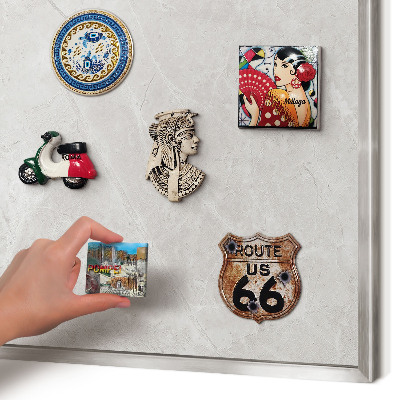 Magneetbord voor souvenir magneten met zilveren lijst Grijs marmer