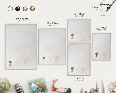 Decoratief metalen magneetbord in een zilveren lijst Marmeren elegantie