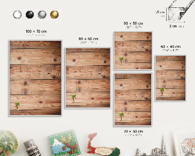 Magneetbord voor souvenir magneten met zilveren lijst Houten planken