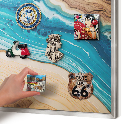 Decoratief metalen magneetbord in een zilveren lijst Aardlagen
