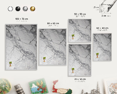 Decoratief metalen magneetbord in een zilveren lijst Marmeren elegantie