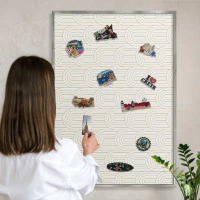 Decoratief metalen magneetbord in een zilveren lijst Artistieke bogen