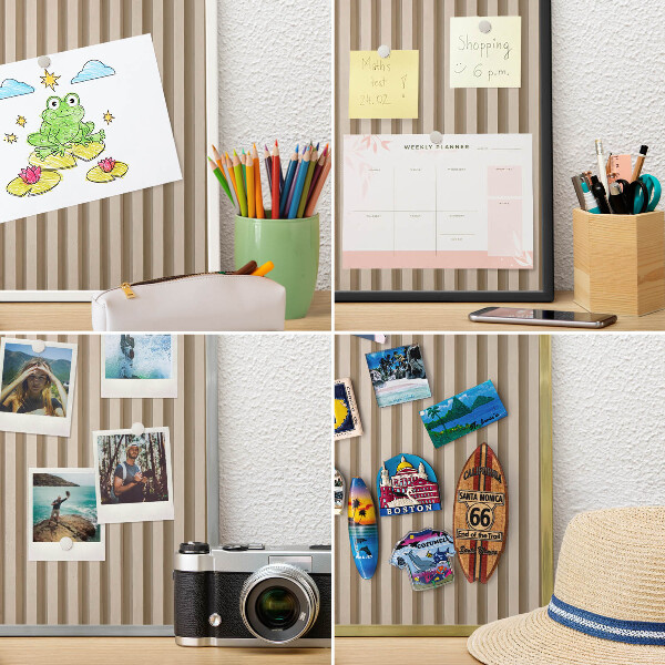 Magneetbord voor souvenir magneten met zilveren lijst Houten latten