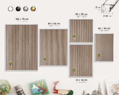 Decoratief metalen magneetbord in een zilveren lijst Rustige structuur