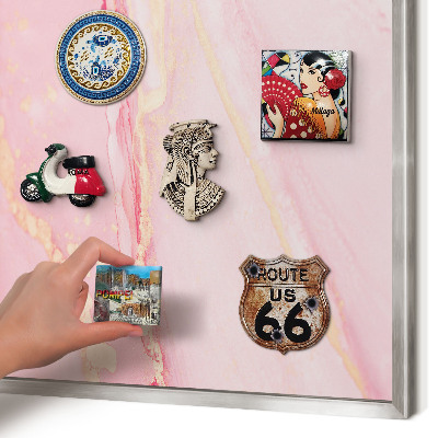 Magneetbord voor souvenir magneten met zilveren lijst Roze elegantie