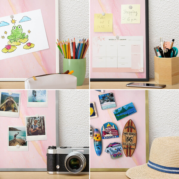 Magneetbord voor souvenir magneten met zilveren lijst Roze elegantie