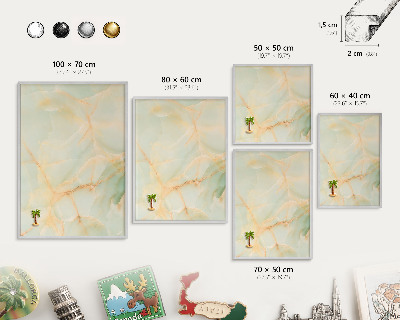 Decoratief metalen magneetbord in een zilveren lijst Marmeren elegantie