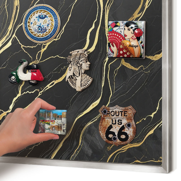 Magneetbord voor souvenir magneten met zilveren lijst Luxueuze golven