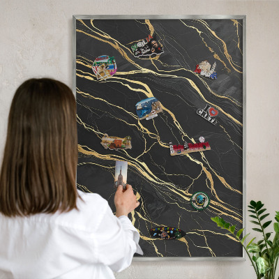 Magneetbord voor souvenir magneten met zilveren lijst Luxueuze golven
