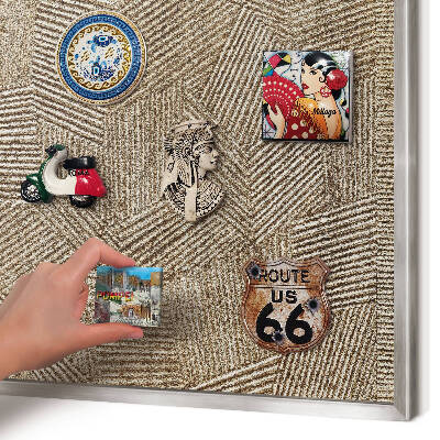 Magneetbord voor souvenir magneten met zilveren lijst Geometrisch patroon