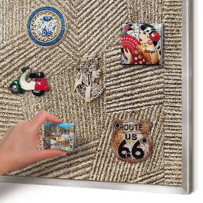 Magneetbord voor souvenir magneten met zilveren lijst Geometrisch patroon